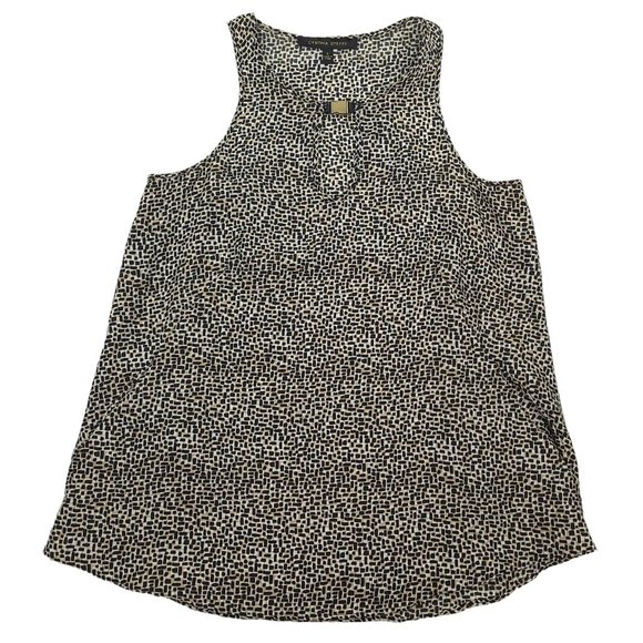 Cynthia Steffe Silk Tank Top Womens Size 0 Slash Pockets Geometric Print - Picture 1 of 9